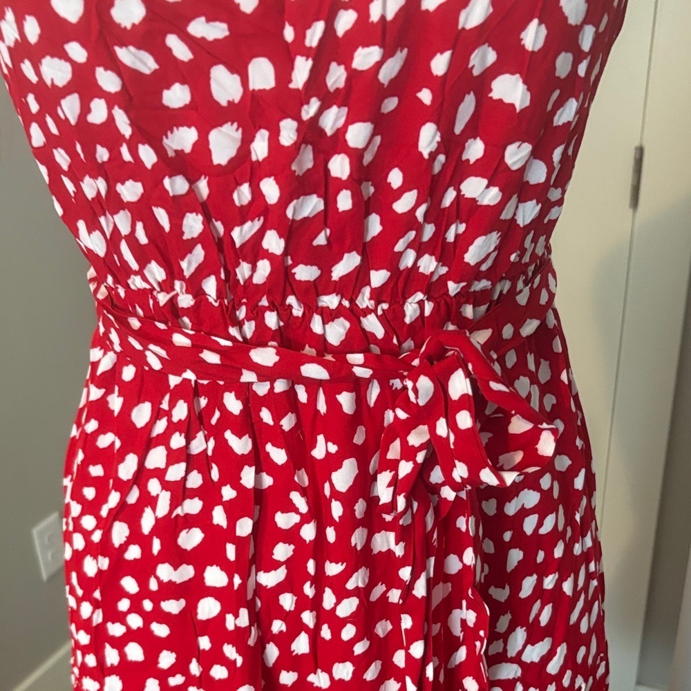Chic Red and White Halter Maxi Dress - Picture 3 of 9